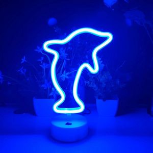 ZoeZo Design - Neon LED lamp Dolfijn - Blauw - Decoratie - Sfeerverlichting - Wandlamp - Neon Verlichting - Op Voet - Dolphin