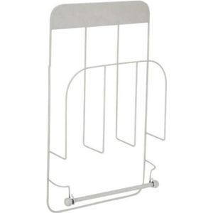 Magazine rek met rolhouder - 50 cm - tijdschriftenrek - tijdschriftenhouder - keukenrolhouder - wit - metaal - voor aan de muur