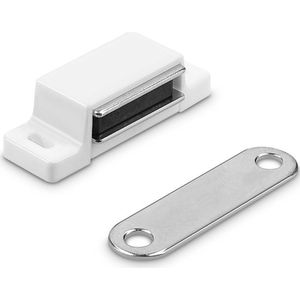 Navaris 10x magneetsluiting voor kast of lade - Magnetische afsluiting voor deuren - Set van 10 magneetstrips voor meubels - Magneetsnappers - Wit