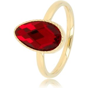 My Bendel - Gouden ring met getwist randje en een rode glassteen - Gouden ring met getwist randje en een rode glassteen - Met luxe cadeauverpakking