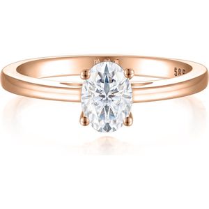 Eloise - 14k Roségouden Ovaal Solitair Moissanite Ring - 4.2 karaat