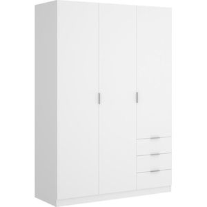 Vente-unique Kast 3 deuren en 3 lades - L121 cm - Wit - LISTOWEL L 121 cm x H 184 cm x D 52 cm