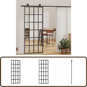 vidaXL Schuifdeur - ESG-glas en aluminium - 76x205 cm Schuifdeur - ESG-glas - Aluminium - Transparante Deur - Glijdende Deur