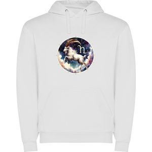 Witte unisex hoodie met “ Kleurrijke Sterrenbeeld Steenbok – Astrologie – Horoscoop – Zodiac Signs “ Print Full Color merk Roly maat XL