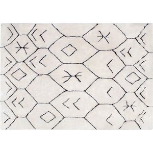 OZAIA Berbers shaggy tapijt - 160 x 230 cm - Beige en zwart - JABARI L 230 cm x H 3 cm x D 160 cm