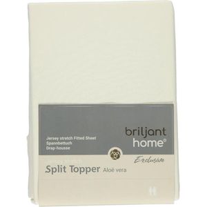 Briljant Home - Hoeslaken Jersey Multifit voor Split Topper - 180x200 - 180 x 220 - Off White - met Aloë Vera