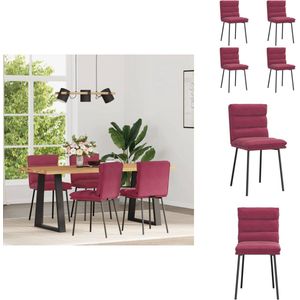 vidaXL Eetkamerstoel - Eetkamerstoelen - Dinerstoel - Stoel - Eetkamerstoelen 4 st fluweel wijnrood