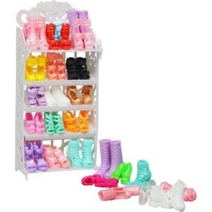 Lynn’s accessoires voor modepop - Schoenenrek met 10 paar schoenen - Geschikt voor Barbie pop - In Cadeauzakje