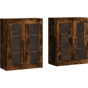 vidaXL - Hangkasten - 2 - st - bewerkt - hout - gerookt - eikenkleurig