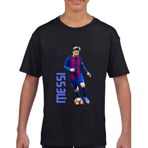 Messi - 10 - the goat - Kinder T-Shirt - Zwart text blauw - Maat 134 /140 - T-Shirt leeftijd 9 tot 10 jaar - Grappige teksten - Cadeau - Shirt cadeau - verjaardag -