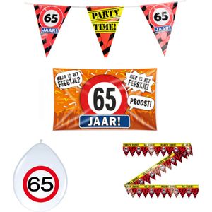 65 jaar verjaardag versiering pakket verkeersbord incl. Gevelvlag | 65 jaar versiering | 65 jaar feestje