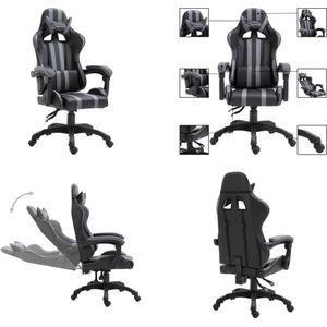 vidaXL Gamestoel kunstleer grijs - Gamingstoel - Gamingstoelen - Racingstoel - Racingstoelen