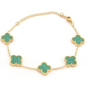 Clover Armband - Groen/Goud | 21,5 cm | Stainless Steel | Fashion Favorite