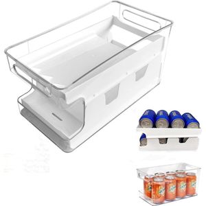 Rollen blikdispenser, blikhouder, koelkast organizer voor blik drinken, blikjes, dranken, keuken organizer, opbergbox voor keuken, koelkast, kasten