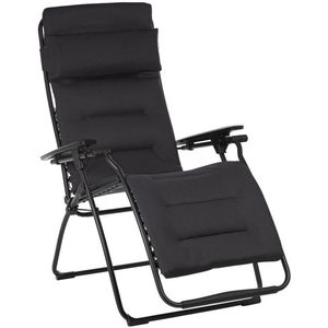 Lafuma Futura Clip Air Comfort - Relaxstoel - Ademend 3-laags Mesh Zitkussen - Verstelbare Rugleuning - Stalen Frame - Inclusief Hoofdkussen - Zwart