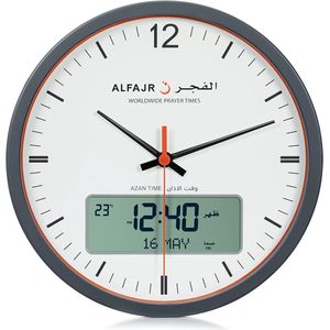 Grote Ronde Muur Ana-Digi Automatische Gebedsklok met Azan en Qibla Functie