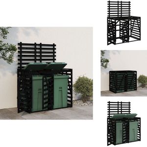 vidaXL Dubbele Containerberging - Containerberging - Afvalbakberging - Tuinberging Container - Containerberging dubbel massief grenenhout zwart
