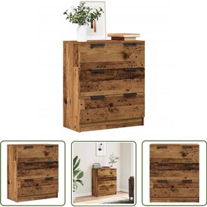 vidaXL Commode - Dressoir - Dressoir 60x30x70 cm bewerkt hout oud houtkleurig - Vintage - Houten Kast - Opslagruimte
