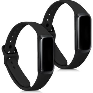 kwmobile 2x horlogebandjes geschikt voor Samsung Galaxy Fit (SM-R370) bandje - Smartwatch bandjes van TPU - Activity tracker horloge band in mat zwart
