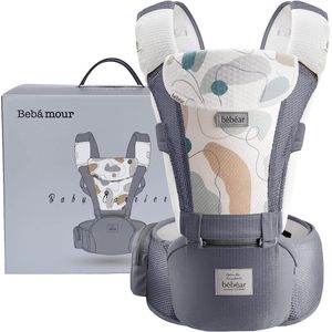 Babydrager voor 0-36 maanden, 3D Air Mesh babydrager, rugzak voor pasgeborenen tot peuters, goedgekeurd volgens veiligheidsnorm, ergonomische 6-in-1 voordrager (3D Air Grey with Designed)