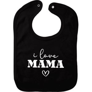 Slabbetje - I love mama - Zwart - Moederdag cadeau - Cadeau voor mama - Slabber - Slab - Dreumes - Peuter