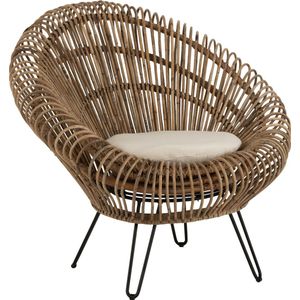 J-Line loungestoel Vivi met kussen - jute/metaal - naturel - woonaccessoires