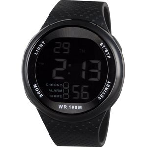 Xonix GJ-007 - Horloge - Digitaal - Heren - Mannen - Rond - Siliconen band - ABS - Cijfers - Achtergrondverlichting - Alarm - Start-Stop - Chronograaf - Tweede tijdzone - Waterdicht - 10 ATM - Zwart