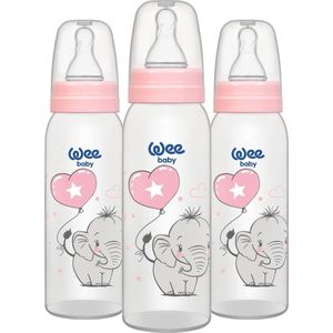 (3 Stuks) Plastic Babyflessen | BPA-vrije drinkflessen met afgeronde speen om borstvoeding na te bootsen | Baby- en peuterflessen met een inhoud van 125 en 250 ml