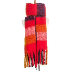 ASTRADAVI Winter Sjaals - Sjaal - Warme Dames Omslagdoek - Lange Tassel Sjaal 200x50 cm - Oranje, Geel, Marineblauw
