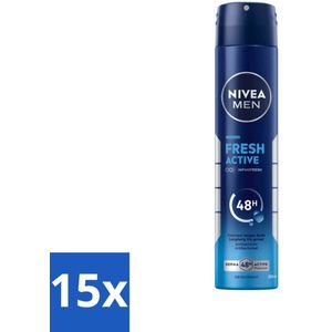 Nivea - Deo Spray XL - Fresh Active - 48 Uur Lang Werkend - 200 ml - Bulkverpakking - 15 stuks
