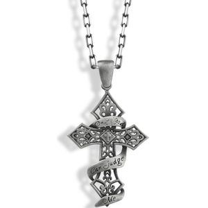 Alleen God kan over mij oordelen Patonce kruisketting voor beste vriendin Oxidized 20 inches