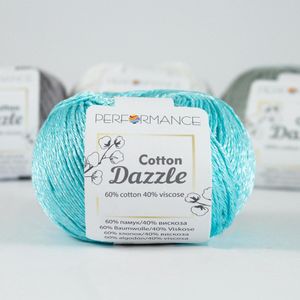 Performance Cotton Dazzle 122- kleur lucht blauw - 3 bollen katoen met viscose - glanskatoen