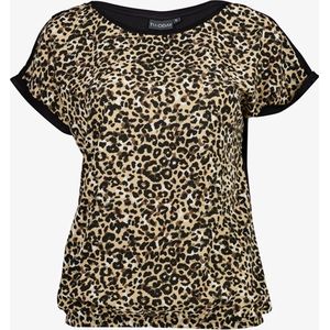 TwoDay dames T-shirt zwart/bruin met print - Maat S