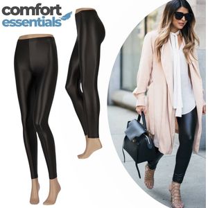 Legging Dames Leather Look – Latex Legging – Zwart - Maat XXL - Leren Broek Dames – Leren Legging Dames – Lederlook Legging