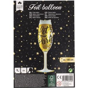 Folieballon champagneglas ''Let's Party'' - Zilver / Goud - Folie - Ca. 100 cm