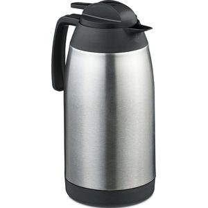Relaxdays thermoskan - 2,1 liter - isoleerkan met drukknop - koffiekan - dubbelwandig