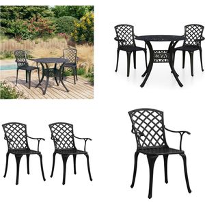 vidaXL 3-delige Bistroset gietaluminium zwart - Bistroset - Bistrosets - Bistro Set - Bistro Sets