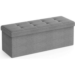 Sofa met opbergdoos, zitkast, vouwkast, max.Statische belasting 300 kg, 120 L, 110 x 38 x 38 cm, faux linnen, lichtgrijs LSF77G