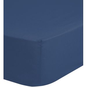 Cheqo® Hoeslaken - 180x200cm - 100% Zacht Katoen - Tot 25cm Matrasdikte - Donkerblauw