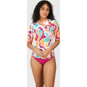 Brunotti Linea-Swirl Dames Rashguard - Surfshirt - UPF 50 - Oranje, Roze, Groen, Wit - M