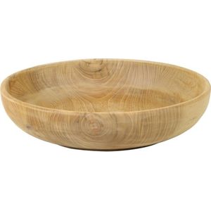 Natuurlijke Schoonheid - Teak Hout rond Ø 38 cm - Handgemaakte Houten Fruit/ Sla Schaal - Uniek Design