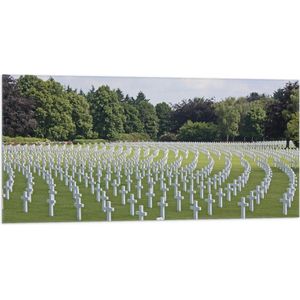 WallClassics - Vlag - Magraten Begraafplaats Amerikaanse Soldaten - 100x50 cm Foto op Polyester Vlag