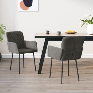 The Living Store Eetkamerstoelen - Donkergrijs Fluweel - Comfortabel design - 51.5x61x78.5 cm