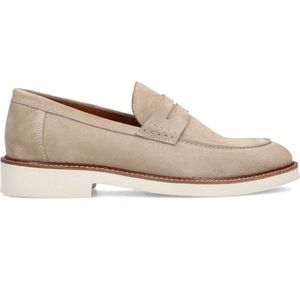 Manfield - Heren - Taupe suède loafers - Maat 42