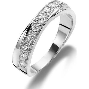 Twice As Nice Ring in zilver, kruisende steentjes 48