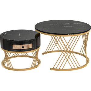 Salontafel bijzettafel sofatafel woonkamer tafel 2 in 1 ronde eetkamertafel MDF