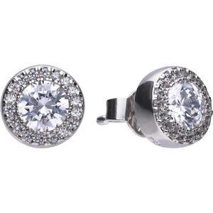 Diamonfire entourage oorknoppen - zilver gerodineerd - rond - zirkonia - 8.2 mm