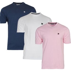 3-Pack Donnay T-shirt (599008) - Sportshirt - Heren - Navy White Shadow pink (585)