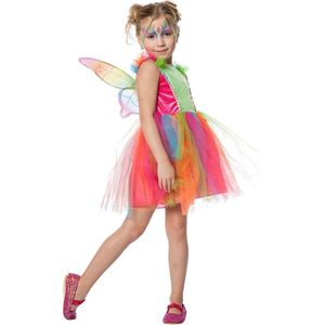 Elfen Feeen & Fantasy Kostuum | Feetje Alle Kleuren Van De Regenboog | Meisje | Maat 140 | Carnavalskleding | Verkleedkleding