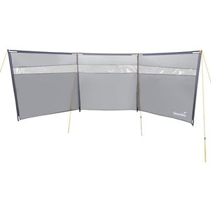 Skandika Bora Windscherm – Windscherm – 4.50 m - Camping privacy scherm met palen, stevig, stormvast, boren niet nodig, zijkant zonnescherm, mobiele windscherm omheining - Voor tuin, strand, balkon, terras – 450 x 140 cm - Tentuitrusting – grijs